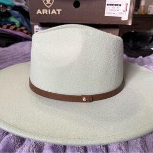 Western Light Green Hat with Brown Band